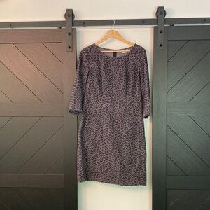 Boden Size 10L Corduroy Heart Prints Shift Mini Dress Purple Half Sleeves